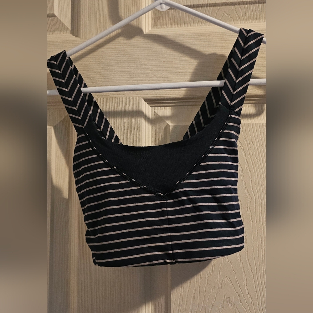 lululemon athletica Black and White Striped Bikini Top